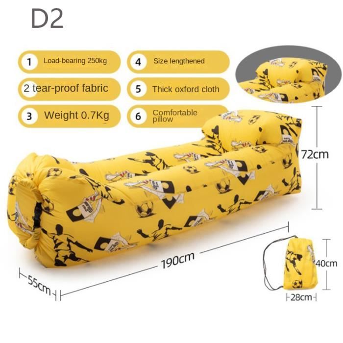 Hamac Gonflable ORSEN - Canapé D'extérieur étanche Portable - Jusqu'à 200kg, Avec Sac De Transport - Pour Plage, Camping, Jardin