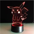 3D Nuit Lumière Lampe Acrylique Pokemon Pikachu Cadeau Décoration Maison Famille 3W-1