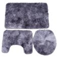 3pcs tapis de salle de bain doux antidérapant ensemble-tapis de couverture de toilette (gris violet)-1