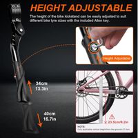 Support Vélo Latéral Réglable - Alu Noir - Universel 24-28 Pouces - Neuf
