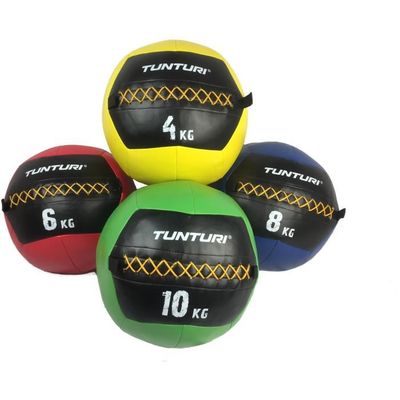 Tunturi Balle Murale Crossfit 4kg Jaune - Wall Ball Pour Entraînement Fonctionnel | Remplissage Laine/Sable