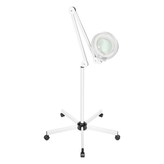 Lampe Loupe LED Sur Pied Roulant - Grossissement 5X/8X, Lumière Blanche 2400 Lm, Réglable - Pour Travaux De Précision - 8