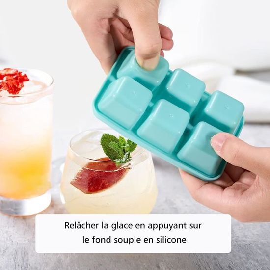Grands Moules À Glaçons Carrés, Moule À Glaçons 6 Pièces Avec Couvercle