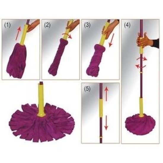 Large Flat Mop,Serpillère avec Fonction Essorage,Balai Plat Microfibre ,360° Rotation Balai