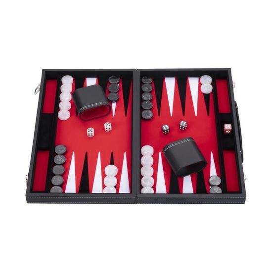 Backgammon Complet En Mallette - Jeu De Société Stratégie - Pions Mélamine - Dimensions 47x36 Cm