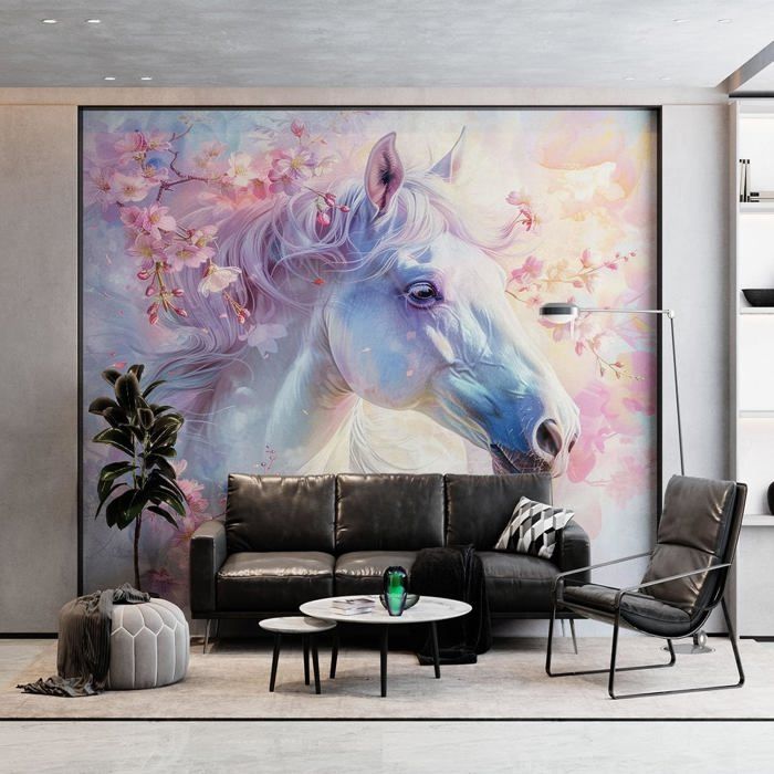 Papier Peint Mural Poster 3D Cheval Luxe Enfant Chambre Garcon Fille