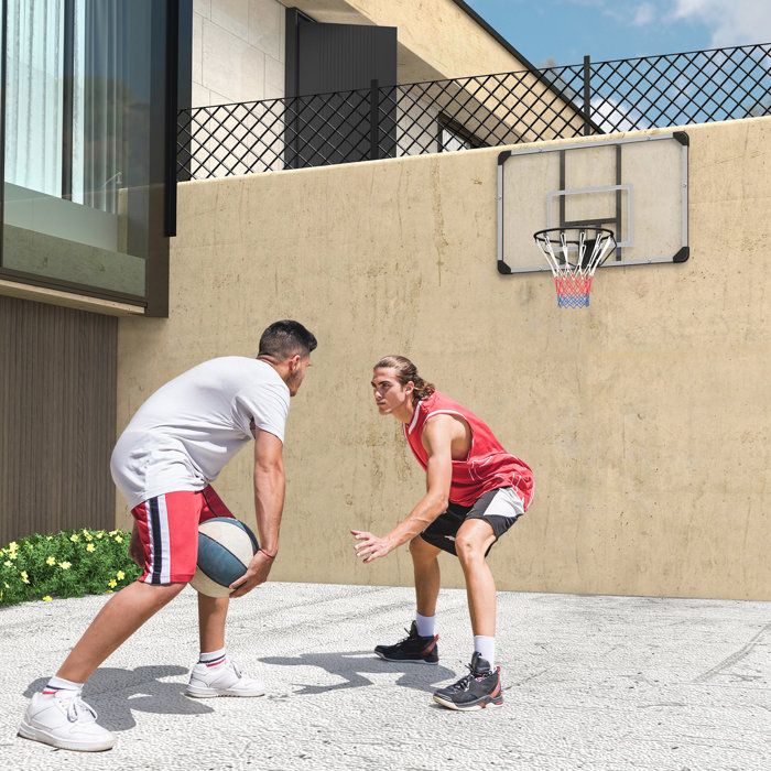 SPORTNOW Panier De Basket Mural – 70x110x90 Cm – Intérieur/extérieur – Arceau Avec Ressorts, Panneau PE Robuste