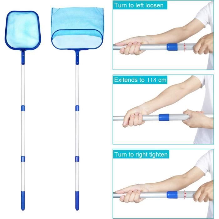 Épuisettes de Surface pour Piscine, Skimmer à Feuilles, Filet en Maille Fine, Sans Tige Télescopique