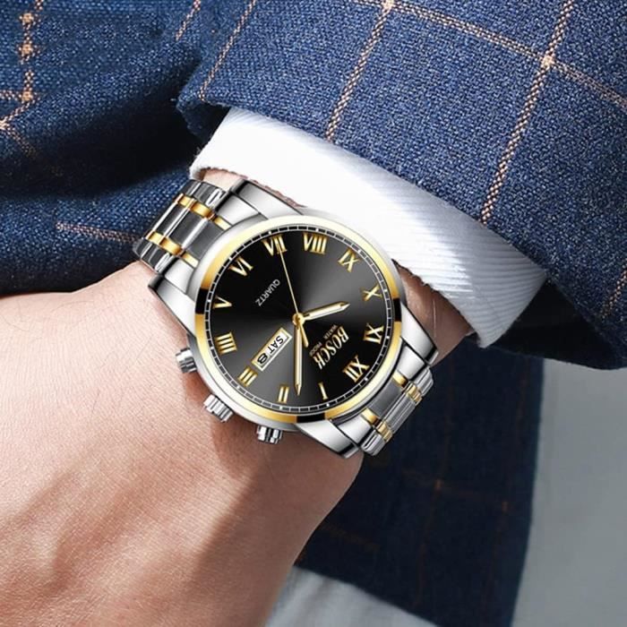 Montre Chronographe LN LENQIN Pour Homme - Acier Inoxydable, étanche, Quartz, Cadeau élégant 45mm