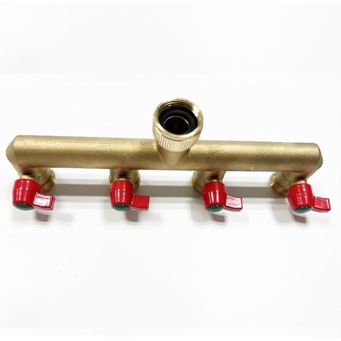 Distributeur D'eau 3 Voies En Laiton Nickelé - Filetage 3/4", Vannes Indépendantes | Pour Robinet Jardin, Machine à Laver, Irrigation, Cuisine