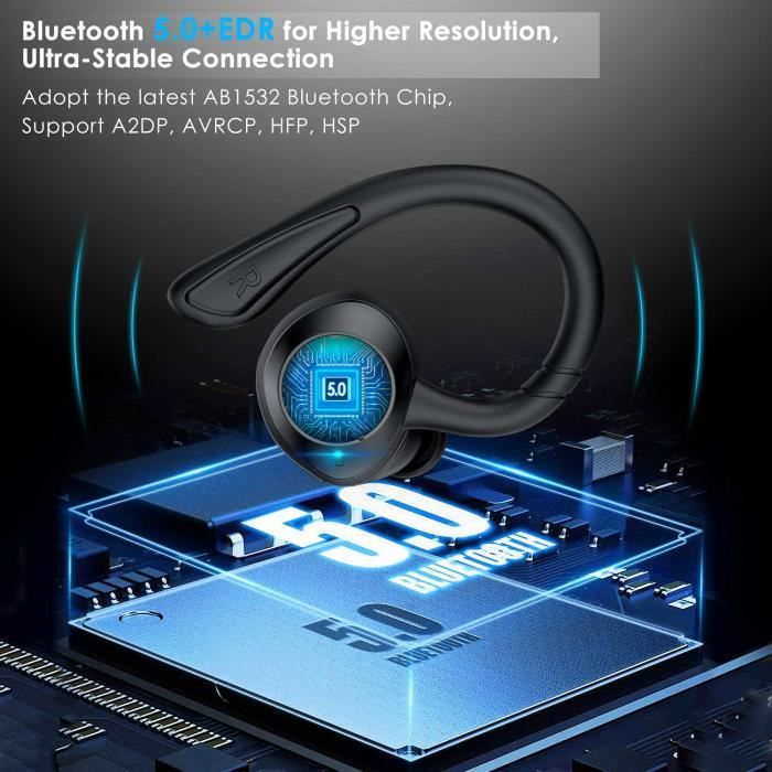 Ecouteur Bluetooth Sport,Écouteurs sans Fil Sport IPX7 Étanche Oreillette  Bluetooth 9D Hi-FI Son Stéréo,Casque Intra Auriculaire Anti-Bruit CVC 8.0