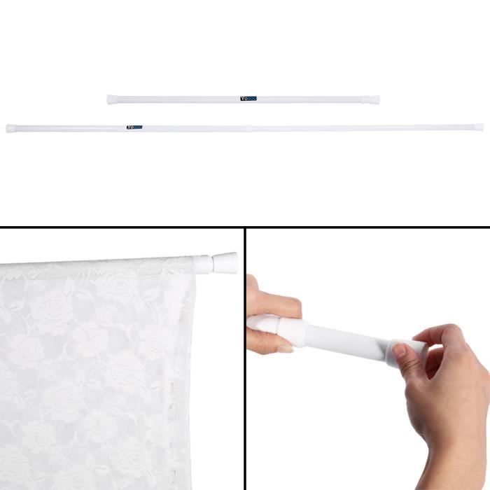 Lot De 2 Tringles à Rideaux Extensibles Avec Crochets Autocollants - Installation Sans Perçage