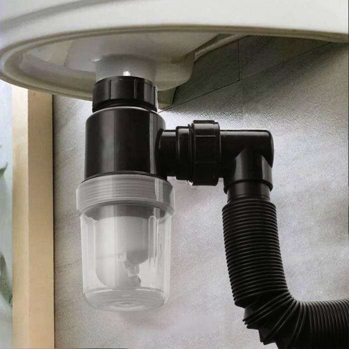NUOBESTY Lot De 3 Tuyaux D'Évacuation Rétractables Pour Évier De Cuisine - Drain Extensible Gris Anti-Odeurs Et Anti-Fuites