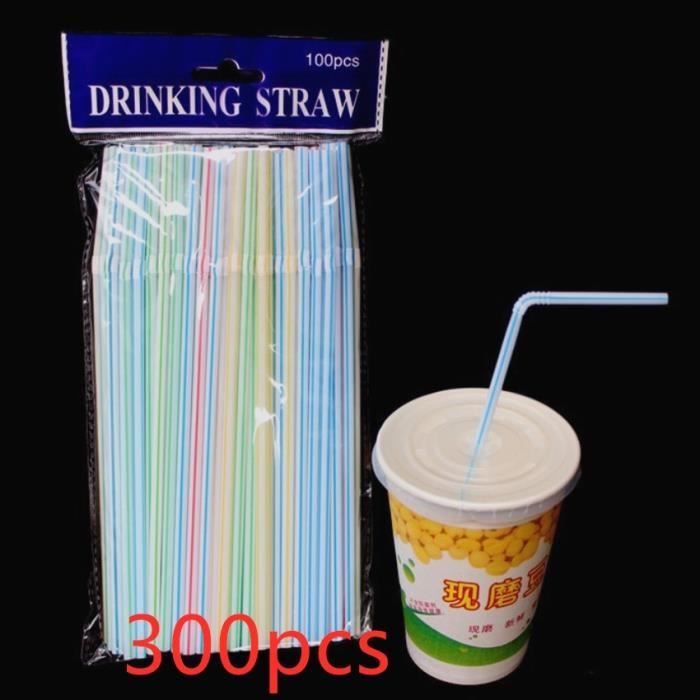 600pcs 10.2 pouces pailles en plastique coloré, emballées individue