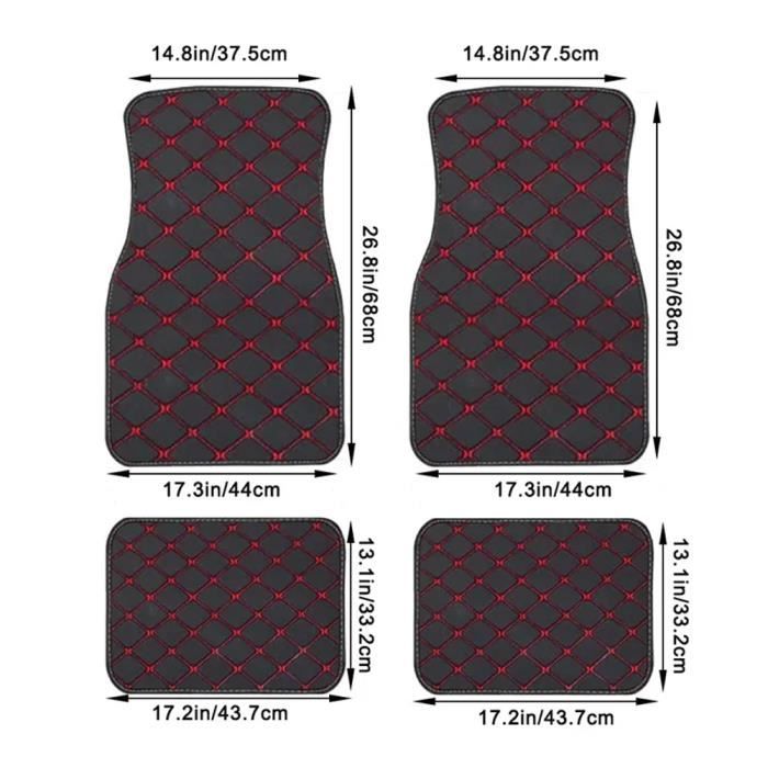 Tapis De Sol Voiture 5 Pièces En Cuir PU - Imperméables, Universels, Couleur Beige - Protection Et Déco Intérieure - 7