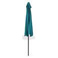 Demi-parasol de jardin coloris bleu, parasol de balcon avec manivelle - Diamètre 270 x Profondeur 135 x Hauteur 230 cm-2