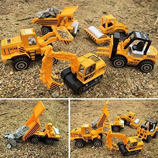 6 Véhicules De Construction DKLQXCE – Métal Et ABS, Camions Et Pelleteuses Jaunes, Jouet éducatif Dès 2 Ans