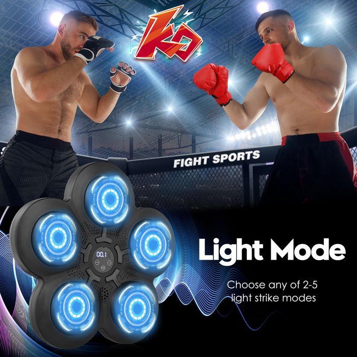 Togieeii Machine De Boxe Musicale Bluetooth Avec Écran LED Et Gants - Entraînement à Domicile
