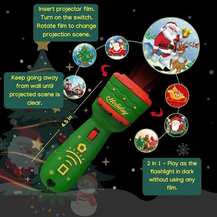 Christmas Flashlight Projector for Kids with 48 projections, Christmas ...