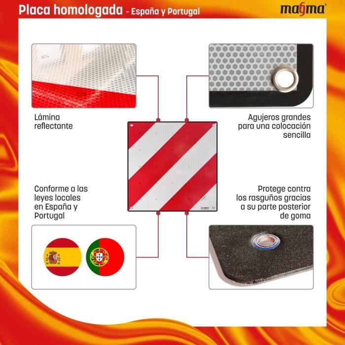 Panneau De Signalisation Magma 2-en-1 Espagnol & Italien - Homologué V-20 Réflecteur Flexible Rouge Blanc Pour Vélo, Moto, Remorque & Voiture