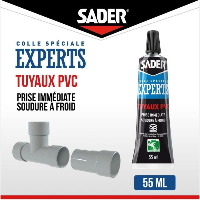 Colle Tuyaux PVC prise rapide Sader tube 55ml - FIXATION/Colle PVC 