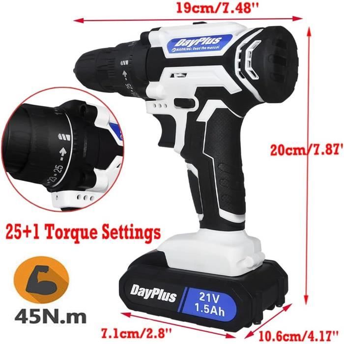 Perceuse Visseuse Sans Fil 21V, Visseuse Devisseuse avec 2 Perceuse Visseuse Sans Fil 21V, Visseuse Devisseuse avec 2
