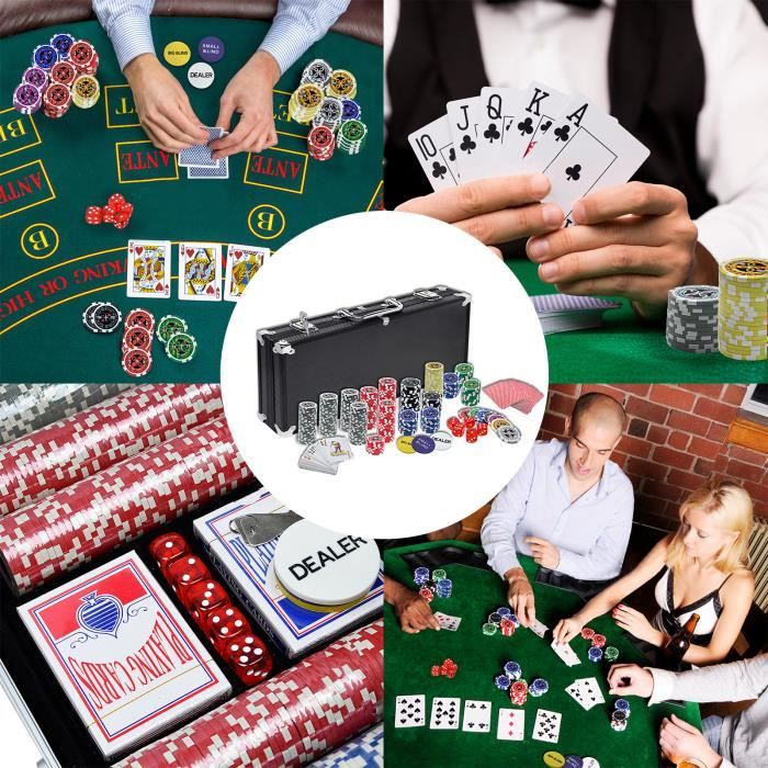 Set De Poker Professionnel 500 Jetons Laser - Valise Aluminium, Tapis Et Accessoires Complets (Noir)