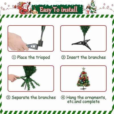 Mini Sapin De Noël Artificiel 50,8 Cm Avec Guirlande Lumineuse LED - 70 Branches, Alimentation Piles - Décoration De Table - 8
