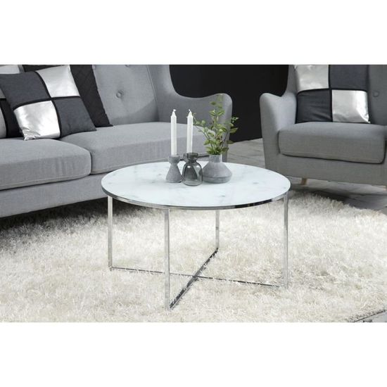 Miliboo Table Basse Ronde Effet Marbre Blanc Et Pieds En Metal 80 Cm Alcino Achat Vente Table Basse Miliboo Table Basse Alcino Cdiscount