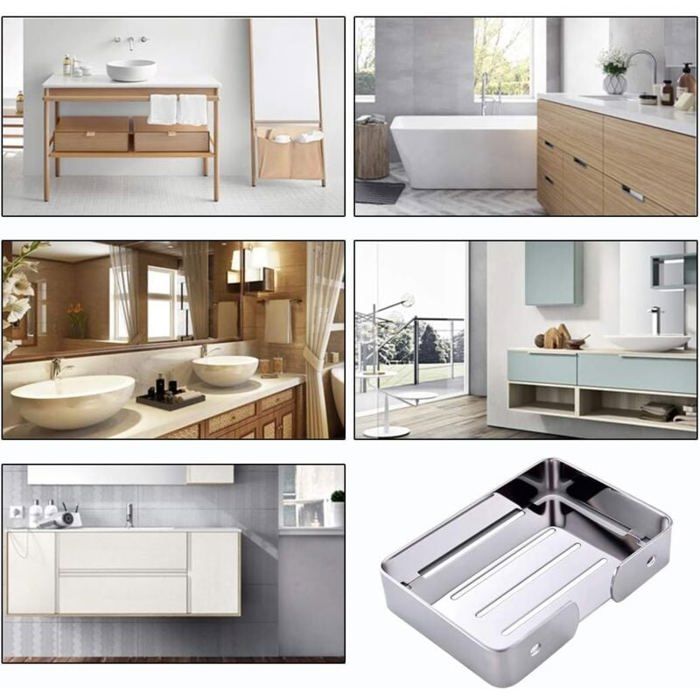 HONPHIER Porte-Savon Douche Acier Inox 304 Mural - Plateau Savon Éponge Noir Antirouille & Drainage