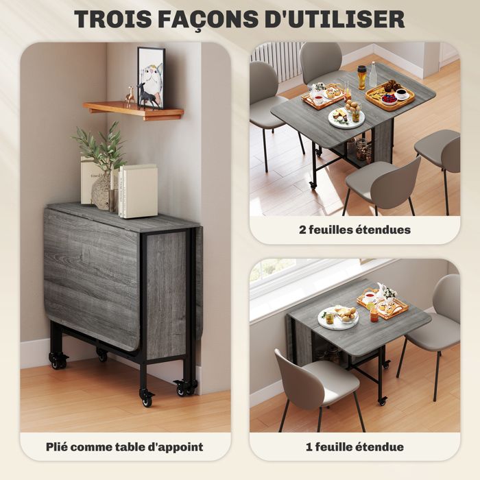 GIANTEX Table de Cuisine Pliante, Table à Manger Extensible avec
