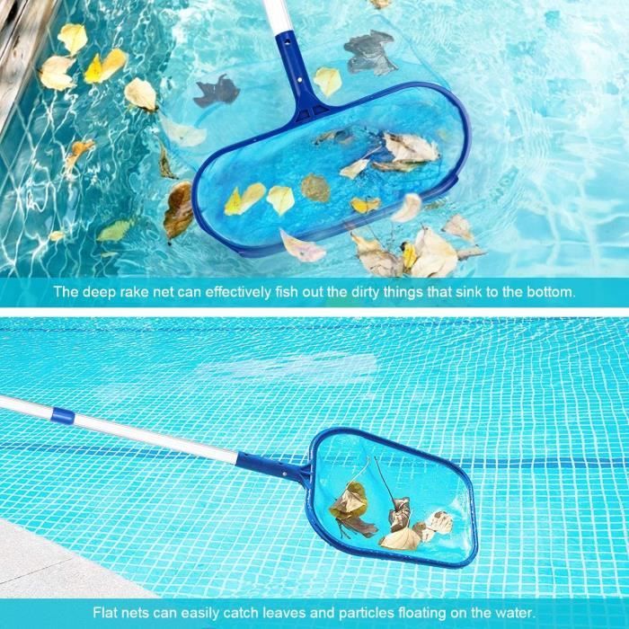 Épuisette de Surface,Épuisettes de Fond pour Piscine,Filet de Fond Piscine avec 98CM Perche Télescopique de Piscine en Aluminium Perche,Kit Nettoyage Professional pour à La Piscine,Aux Bassins,Fontain
