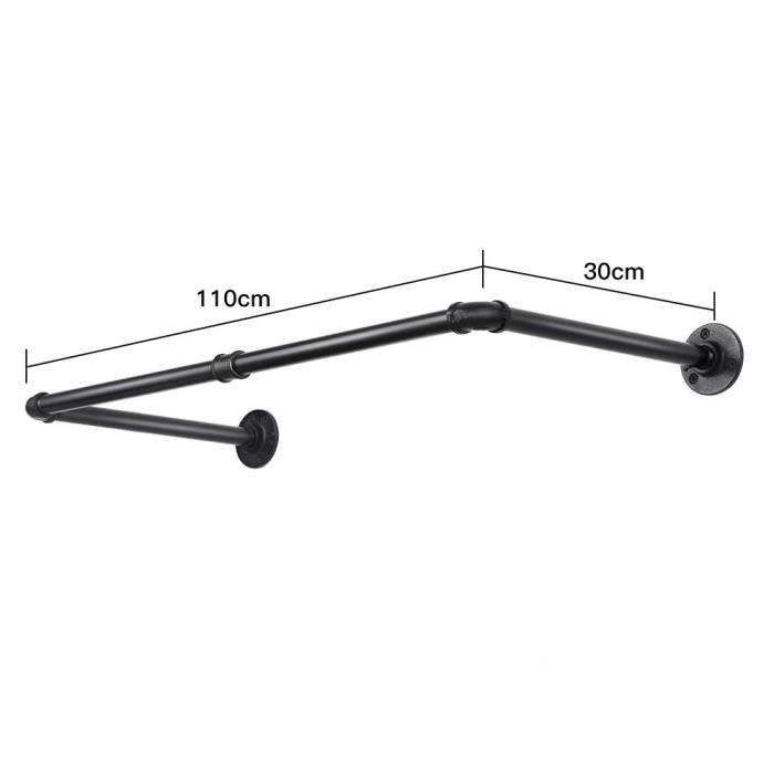 Tringle à Vêtements Ajustable 76-234cm - Noire - Pour Armoire, Placard Ou Buanderie - Installation Facile