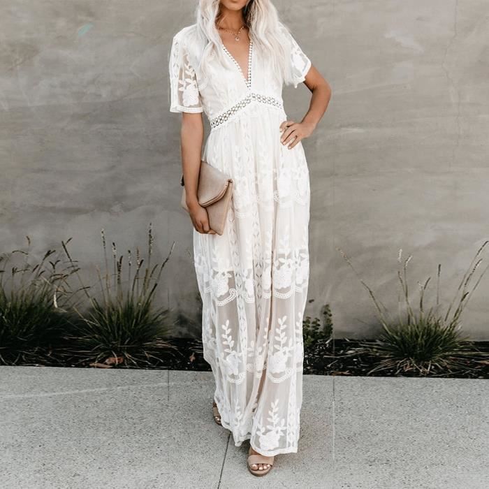 Robe longue dentelle boheme on sale