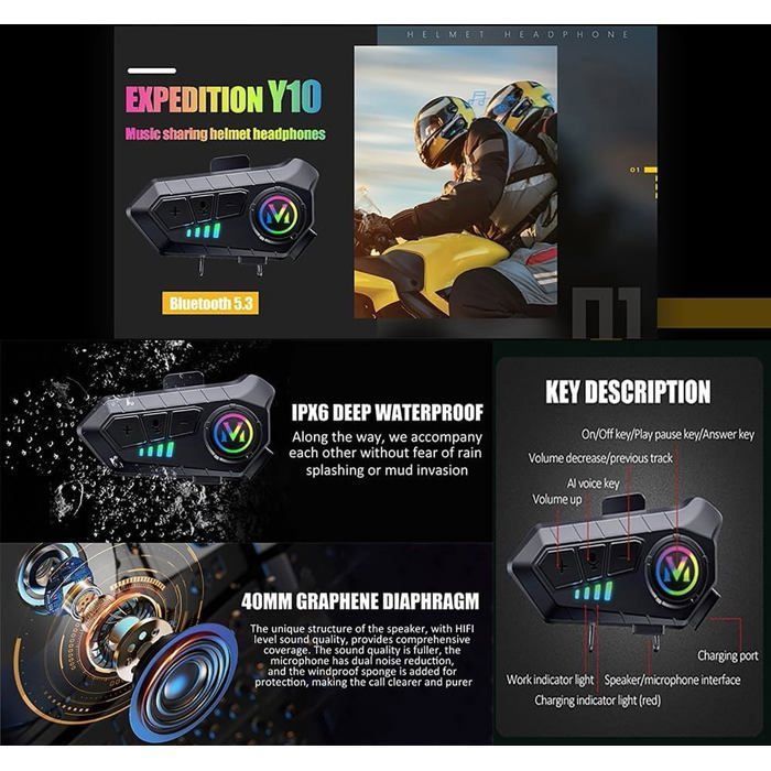 Casque Intégral Moto Bluetooth Modulable - Certifié DOT/ECE, Bluetooth 5.3, Batterie 1000 MAh - Double Visière, Ventilation Réglable