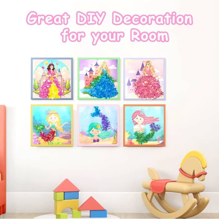 Kit Poke Art Princesse - Activité Manuelle Enfant 4-12 Ans - 700+ Carrés Tissu, 2 Bâtons, Sans Colle
