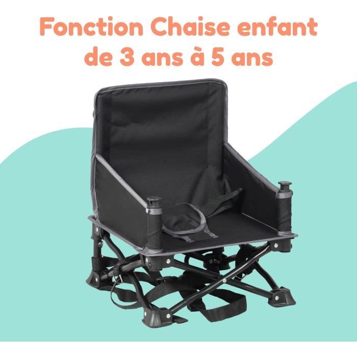 Rehausseur Chaise Enfant 'Chaizounette' - BAMBISOL - Evolutif dès 6 mois -  Sac Transport - Siège Camping Enfant