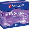DVD+R Double couche VERBATIM - 8x - 8.5 Go - 240 minutes - Pack de 5-0