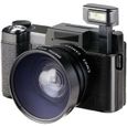 Caméra numérique Vlogging Video Digital Caméscope Numérique Screen HD 1080P avec lentille grand angle noir-0