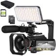 Caméscope ORDRO Caméra Vidéo de Vision Nocturne IR 4k Enregistreur Vidéo WiFi 1080P 60FPS avec Microphone, Lampe Vidéo LED,-0