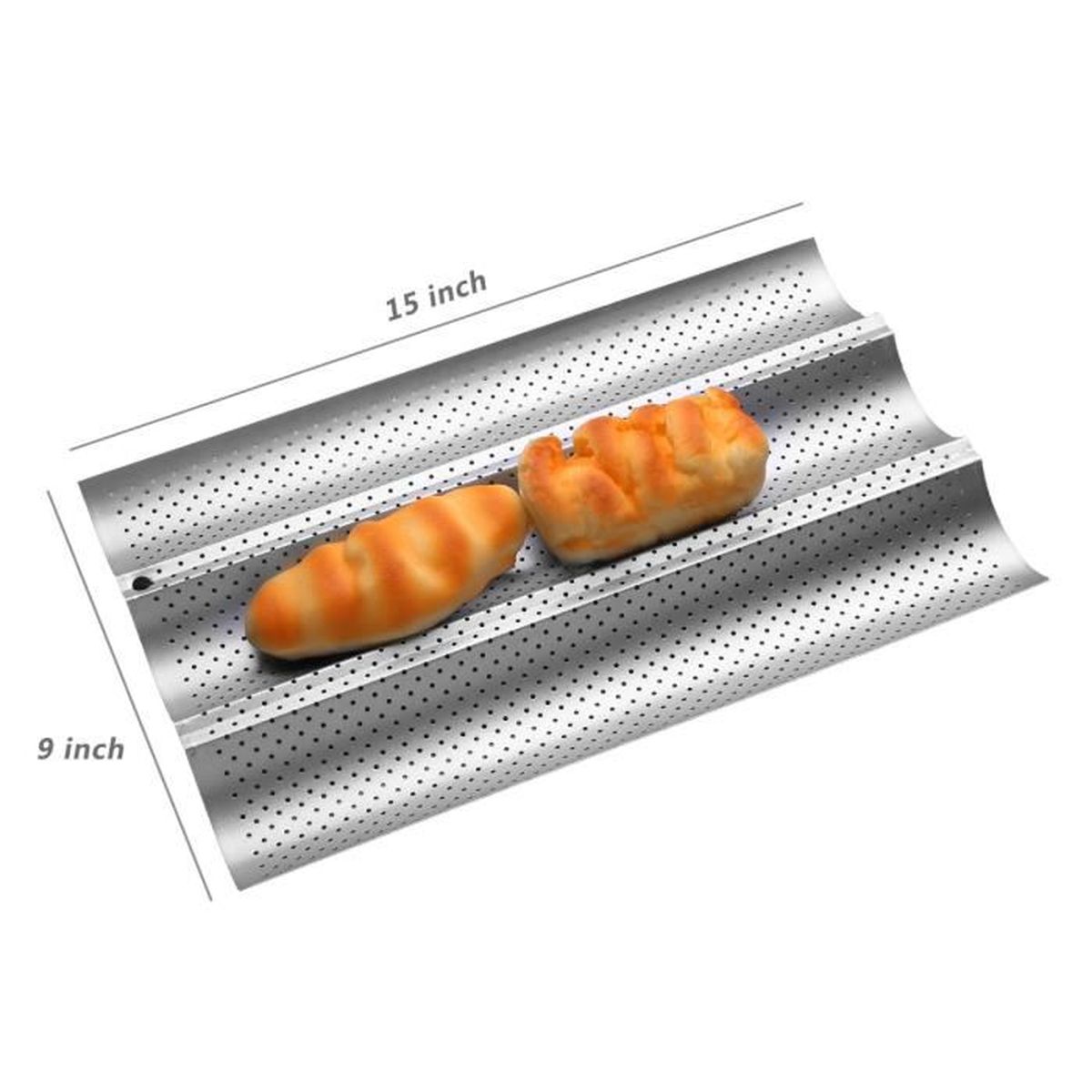 Plaque de cuisson Pain Moule pour 3 baguettes Plateau française anti