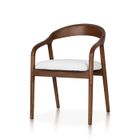 BRAND Chaise style scandinave en bois couleur noyer avec assise en tissu beige clair chiné – Élégance et confort