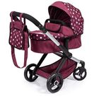 Combi 3 en 1 pour poupee et poupon : poussette landau cosy - rose