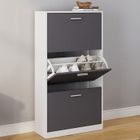 IDMARKET Meuble à chaussures 18 paires KLARK blanc 3 portes grises