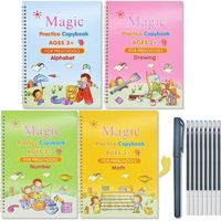 Cahier de pratique anglais magique , Magic Lot de 4 livres de pratique pour enfants – Livre de pratique d'écriture réutilisable(4 li