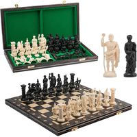 Jeu d'échecs Master of Ches Spartan Black & White Edition Jeu d'échecs en bois et pièces en plastique 41 cm