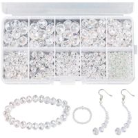700pcs Kit de Perles Cristal Vente Gros Verre Perles Couleurs Briolette Rondelle à Facettes Fabrication 6 mm (Transparent)