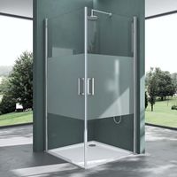 Mai & Mai Cabine de douche avec bande opaque 80x100 portes de douche pivotantes auto-levantes avec receveur de douche RAV24MS