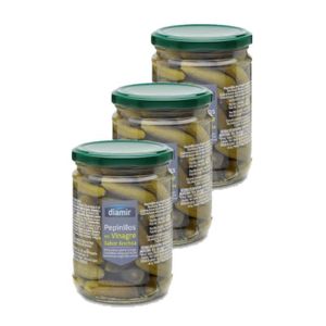 CORNICHONS OLIVES diamir - Lot 3x Cornichons au vinaigre goût anchois - Bocal 420g