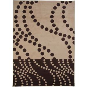TAPIS DE COULOIR NATURE - Tapis Salon ou Chambre motifs spirales à pois 160 x 230 cm Marron/Taupe/Moka